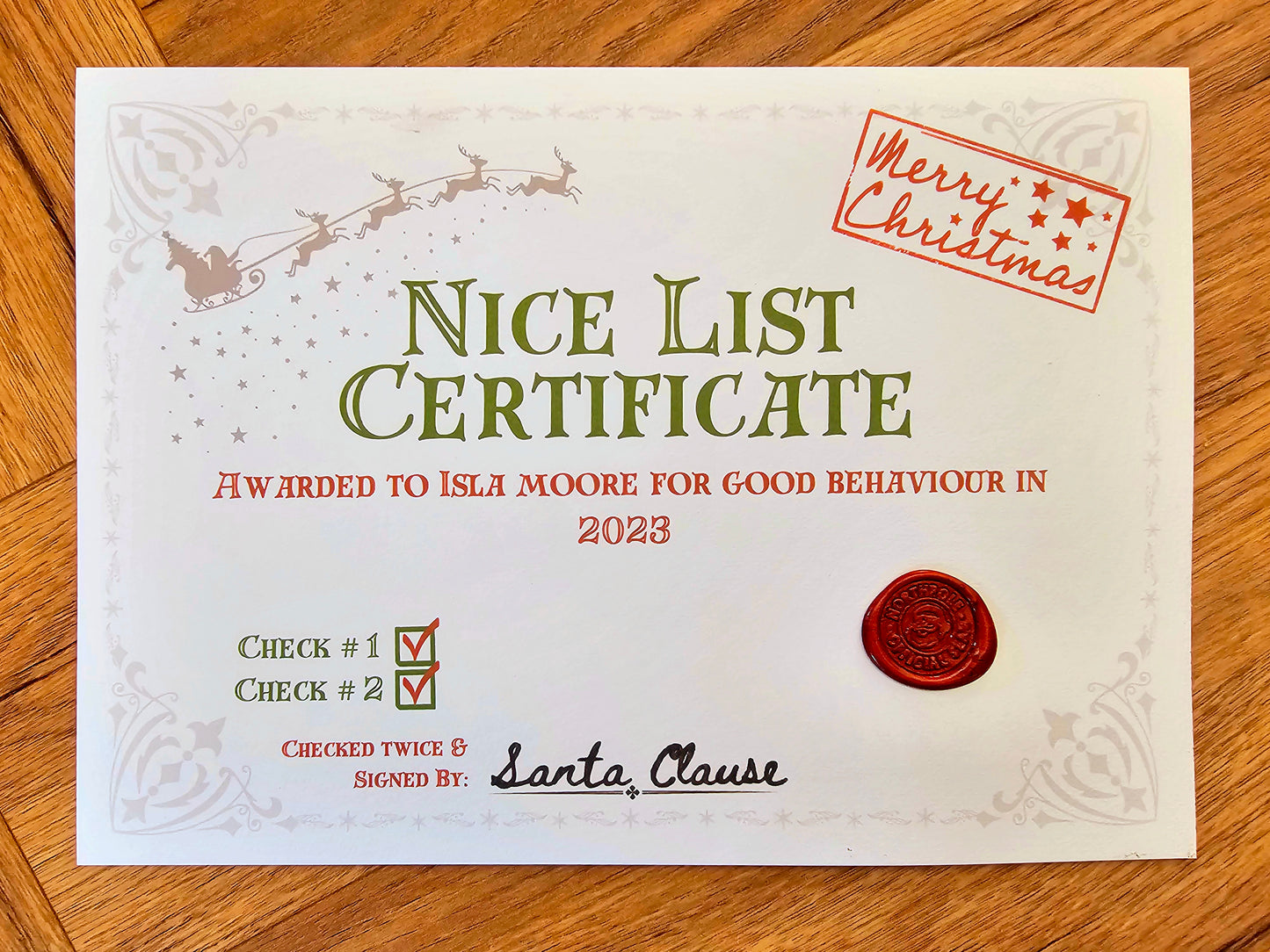 Nice List Certificate