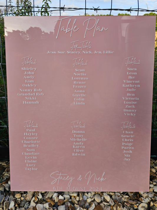 Acrylic Wedding Table Plan Sign