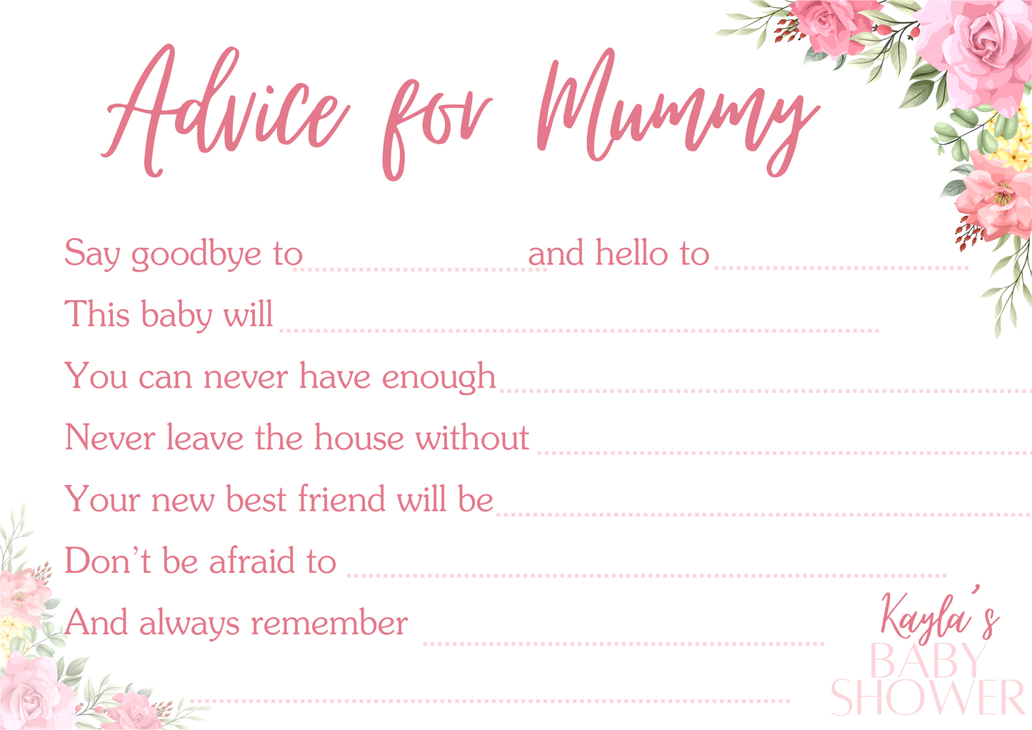 Baby Shower Advice Cards