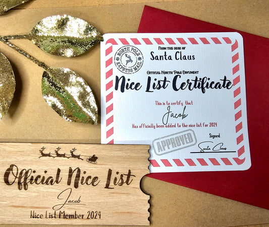 Nice list certificate & ticket